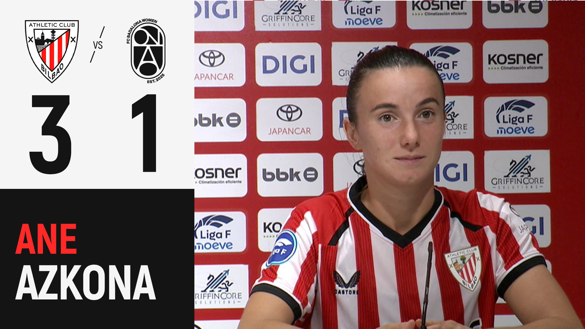 Ane Azkona | Athletic Club 3 - 1 FC Badalona Women | J1 Liga F