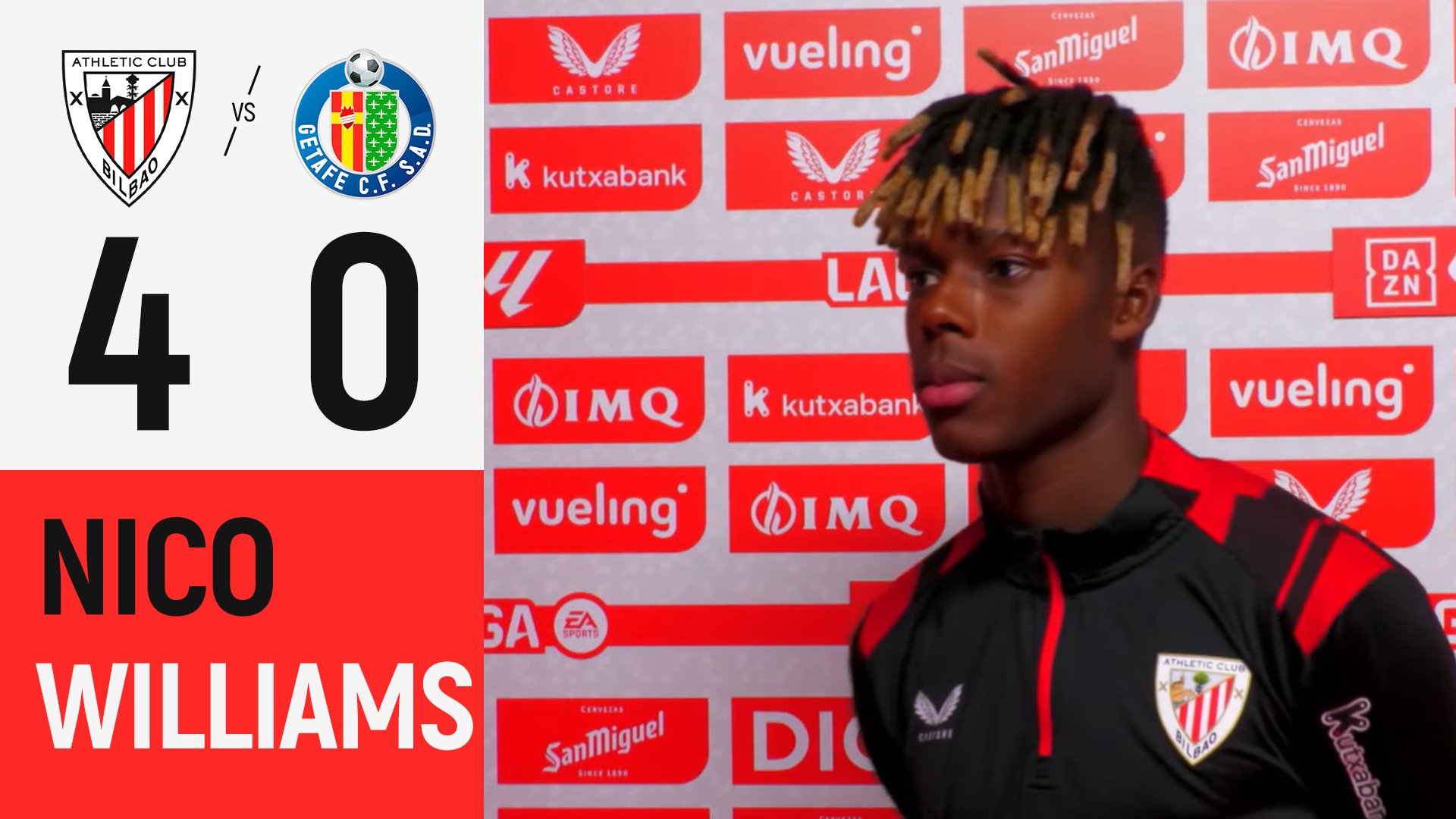 Imagen de portada del video Nico Williams, Vivian, Berenguer, Vizcay & Imga | Athletic Club 4-0 Getafe CF | LaLiga 2026/27 J10