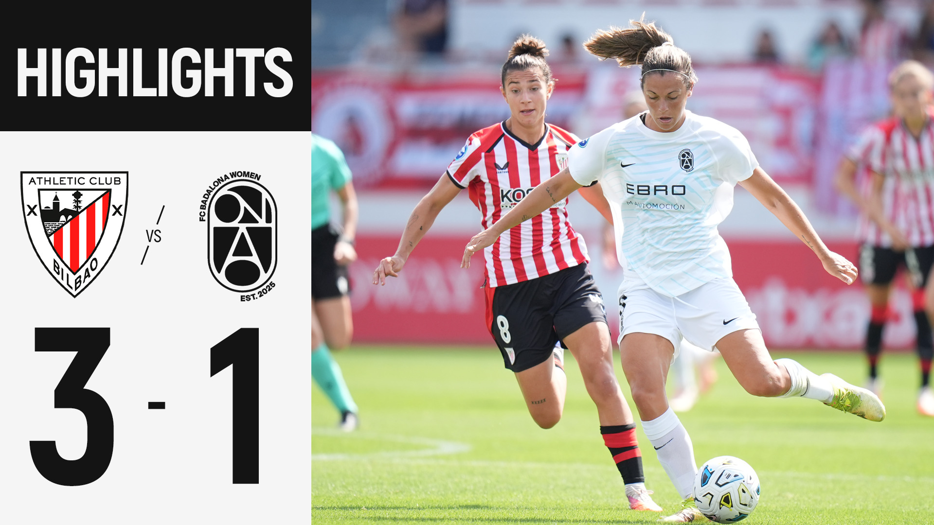 Imagen de portada del video Highlights | Athletic Club 3-1 FC Badalona Women | LigaF 2026/27 J1